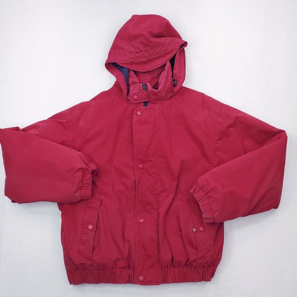 Vintage Eddie Bauer Jacket Large Red Goose Down Winter Coat Insulated 90s Bomber
